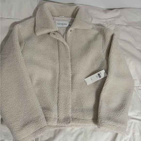 Calvin Klein Cream Fleece Jacket - Picture 3 of 6